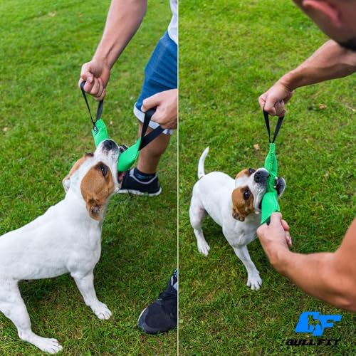 Bull Fit Beisswurst für Hunde, 30 cm, mit Zwei Schlaufen - Sehr Robustes Hundespielzeug zum Training, Tauziehen und Zerrspiele mit Hund - Aus hochwertigem Baumwolle-Nylon handgefertigt (Schwarz)