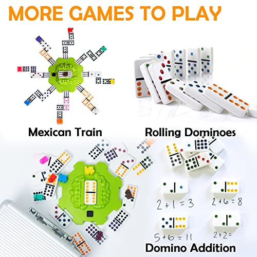 Yinlo Mexican Train Dominoes Set，Double 12 Dominoes Travel Game Set With Aluminum Case, Mexican Train Domino Set With Sound Effect, Dominoes Set For Travel, 91 Tiles For Families #TOP4