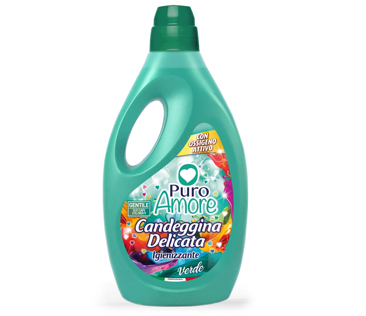 3x Puro Amore Candeggina Delicata Verde,Bleichmittel ideal für alle Stoffarten - Wirksam Gegen Flecken 2000ml + Beni Culinari Kostenloser Schlüsselanhänger