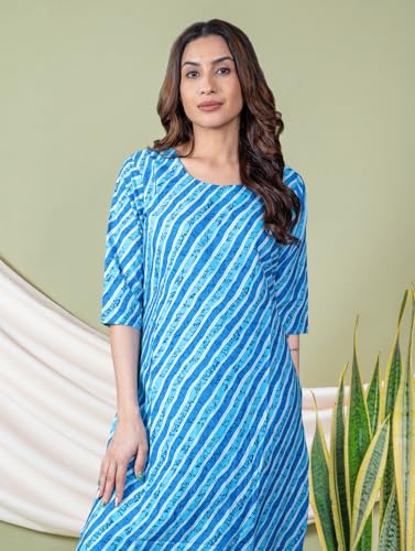 Image of Women's Straight Fit Printed Crepe Kurta, Casual Wear Kurti Design No 122