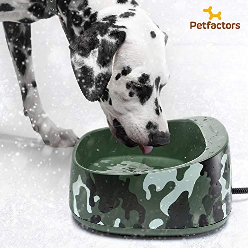 Petfactors Heated Pet Bowl, Outdoor 1-Gallon Pet Thermal Water Bowl, Dog Cat Heated