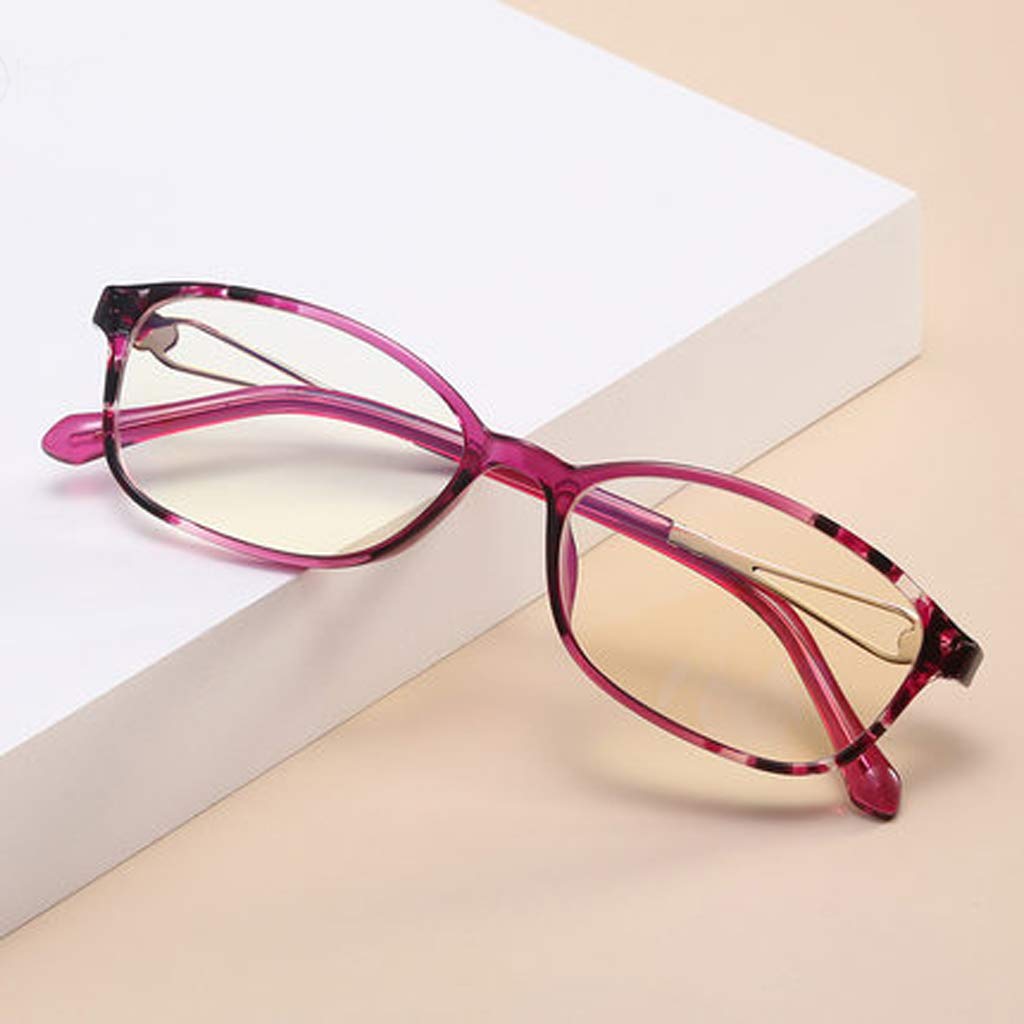 Prostokątne okulary do czytania damskie, lekkie okulary blokujące niebieskie światło, zapobiegające przemęczeniu oczu, przeciwodblaskowe, zawierają kieszeń (Color : Purple, Size : 3.5)