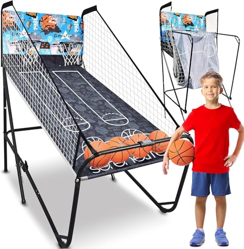 SereneLife Arcade Basketball Spiel, Klappbarer Einzel/Doppel-Basketballkorb, Elektronische Punkteanzeige, Robuste Konstruktion, Indoor/Outdoor -Sport Spiel für Kinder, Familien & Basketball-Fans SereneLife Arcade Basketball Spiel, Klappbarer Einzel/Doppel-Basketballkorb, Elektronische Punkteanzeige, Robuste Konstruktion, Indoor/Outdoor -Sport Spiel für Kinder, Familien & Basketball-Fans