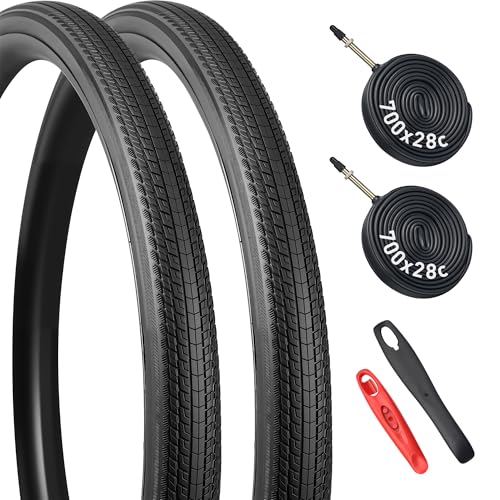MEGHNA - Neumáticos para bicicleta (2 unidades, 700 x 28 c/32c/35C, alta calidad, 2 neumáticos, 28-622,32-622,35-622), ideal para ruedas de 700 C (2 neumáticos+2 mangueras+2 palancas de neumáticos