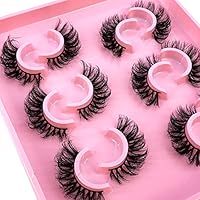 HBZGTLAD 6 Pairs False Eyelashes Cat-Eye Fluffy Faux Mink Lashes 8D Wispy Lashes Dramatic Long Thick Volume Fake Eye Lash(MSD-3)
