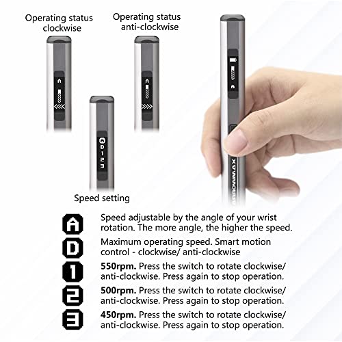 ARROWMAX Mini Electric Drill 15 in 1 with Benchtop Press, OLED Display, LED Lights, Gyroscopic, Cordless, 10 HSS Drill Bits, 3/32-Inch, Keyless Chuck, 5 Variable Modes (SDS PRO PLUS) - Image 4
