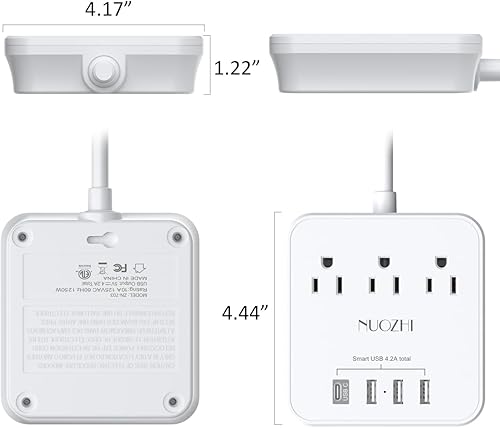 Miniatura 7 de Cruise Essentials, regleta de alimentación de 10 pies con 3 salidas y 4 puertos USB (1 USB C), protector contra sobretensiones para cruceros,