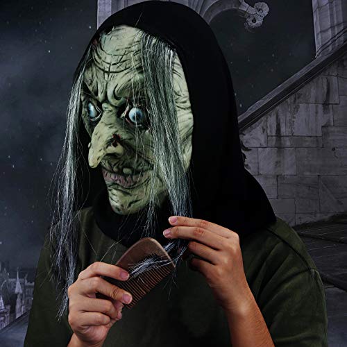 Molezu Halloween Witch Mask Scary Evil Costume Head Masks Creepy Adult Party Cosplay Props (Cyan) #TOP5