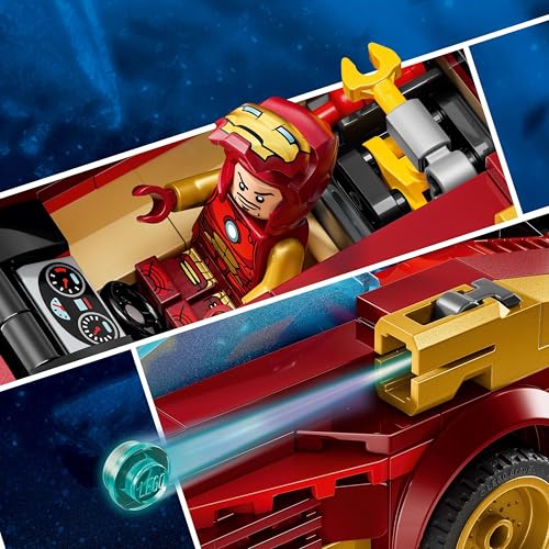 Marvel Auto di Iron Man Car e Black Panther contro Hulk Rosso - Modello di Macchina Giocattolo e Aereo da Costruire con 3 Minifigure di Supereroi, Giochi per Bambini e Bambine da 7 Anni 76310 - Lego - Immagine 4