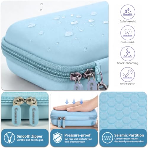 Image of Comecase Case Compatible with Nelko P21 / for Phomemo D30 D35 Label Maker Machine, for JADENS D11 / for SUPVAN Mini Labeler Sticker, Labler Maker Storage for Tape&Accessories (Sky Blue)