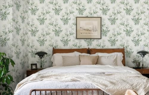 Image of Peel and Stick Vintage Flowers Leaves Birds Design Wallpaper | Waterproof Removable Wallpaper | Self Adhesive Wallpaper for Bedroom Living Room Home & Kitchen |16.5X87Inch
