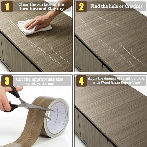 Image of GSCIT Club Walnut Wood Tape, 2.4 inch X 15ft Self Adhesive Wood Grain Repair Tape Silver Walnut Repair Patch for Tables, Chairs, Baseboards, Doors, Windows, Floors