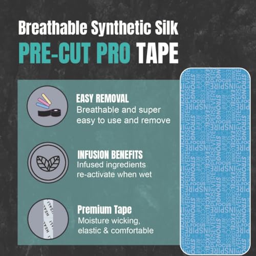 Image of Heali Kinesiology Tape with Magnesium and Menthol, 20 Pcs Precut Strips, K Tape Roll, Knees, Physical Therapy Sports Tape for Muscles and Joints, Water Resistant, Blue Inspo