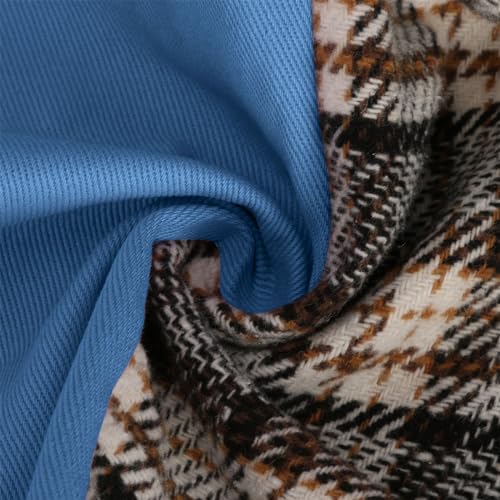 NATHGAM Women's Oversized Denim Jacket Casual Long Sleeve Button Down Plaid Shacket Trendy Loose Fit Jean Jacket with Pockets4