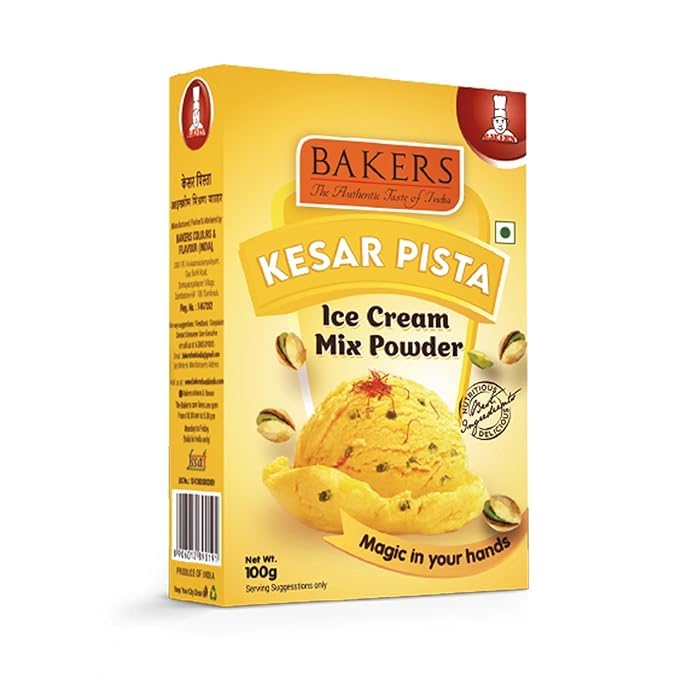 Bakers 6 Flavors Ice Cream Powder Combo (100g Each) - Vanilla, Mango, Chocolate, Kesar Pista, Strawberry, Butterscotch | Ready in 10 Mins | No Preservatives | Homemade Ice Cream Mix 2