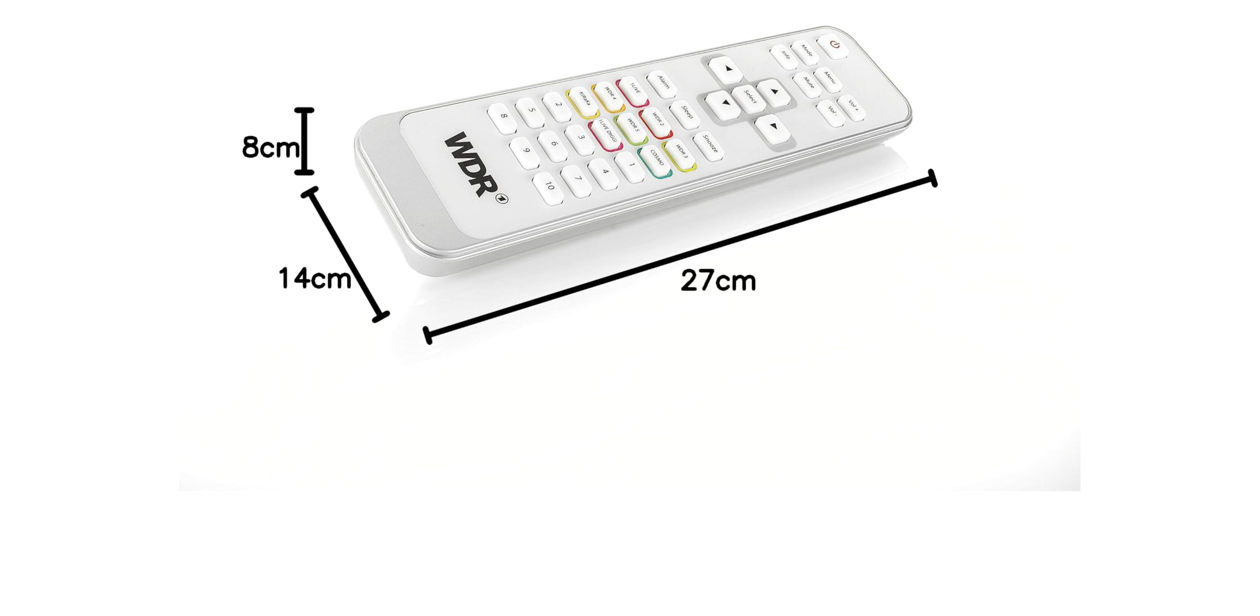 Radio WDR, 8 tasti di memoria per trasmettitore WDR, telecomando, Bluetooth, jack per cuffie, display a colori, suono stereo, AUX-in, argento, radio digitale