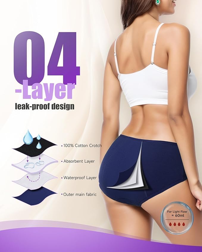 Image of DIVING DEEP Women's Period Panty | Pack of 2 Leakproof Menstrual Underwear | Heavy Flow Protection | Reusable & Washable Period Panties for Women & Teens