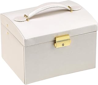 ジュエリー収納ボックス 3層 パールクワマクラインド柄素材 イヤリング・ネックレス収納ボックス 3色 ジュエリーディスプレイケース 便利な収納 友達 誕生日 プレゼント (白)
