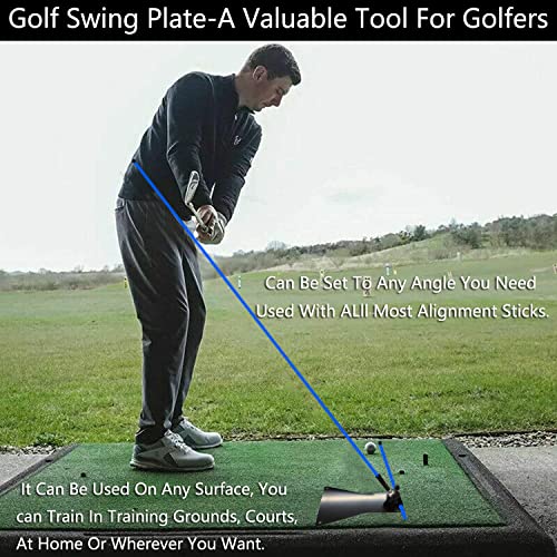 Golf Mats Practice Outdoor Indoor Matt 5X3 Ft Turf Hitting Mat With 2 Alignment Sticks 1 Swing Plate For Driving Range Backyard 5X4 5X5 (5'X3' Mat+1 Swing Plate+2 Sticks+4 Rubber Tees) #TOP5