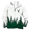 Mens 1/4 Zip Christmas Jumper Xmas Tree Pullover Ugly Christmas Sweatshirt Long Sleeve Sweater Fleece Stand Collar Sweatshirts Reindeer Snowflakes Printed Jumpers Funny Xmas Warm Cosy Sweaters S-5XL #1