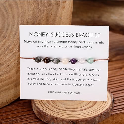 Ronglry Crystal Bracelet for Women Men - Spiritual Healing Stones Amethyst Gem Bracelet for Anxiety Relief - Natural Beads Jewelry4