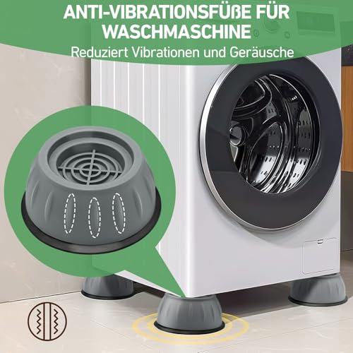 4 Stück Waschmaschine Füße, Anti Vibration Waschmaschine, Waschmaschine Dämpfer, Rutschfest Anti-Vibrations-Waschmaschinenunterstützung, Waschmaschine Anti Vibration Füße Verlängern Ihre Lebensdauer