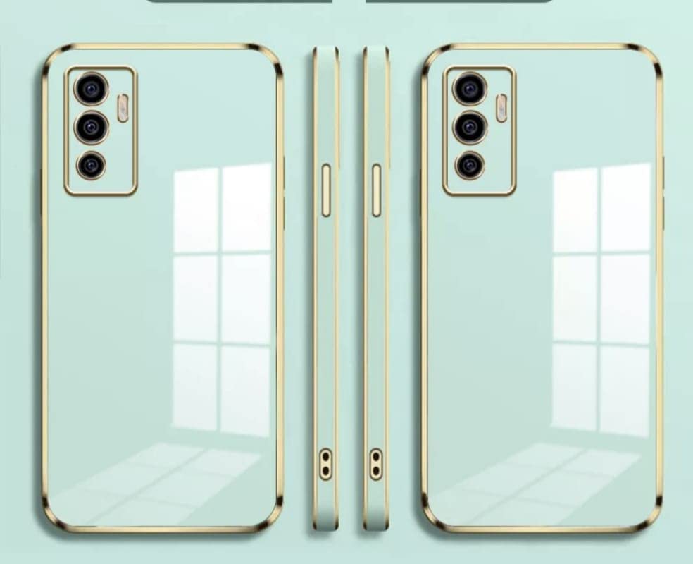 Image of for Vivo V23e 5G Plating Square Gold Frame Phone Case Luxury Soft Silicone Back Cover (for for Vivo V23e 5G (Mint)