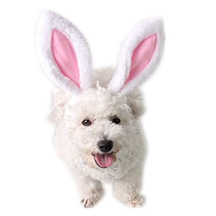 IXIAOPET Dog Cute Costume Bunny Rabbit Hat Headband with Ears for Cats & Dogs Party Costume Easter Halloween Novelty Accessory Headwear (Large)