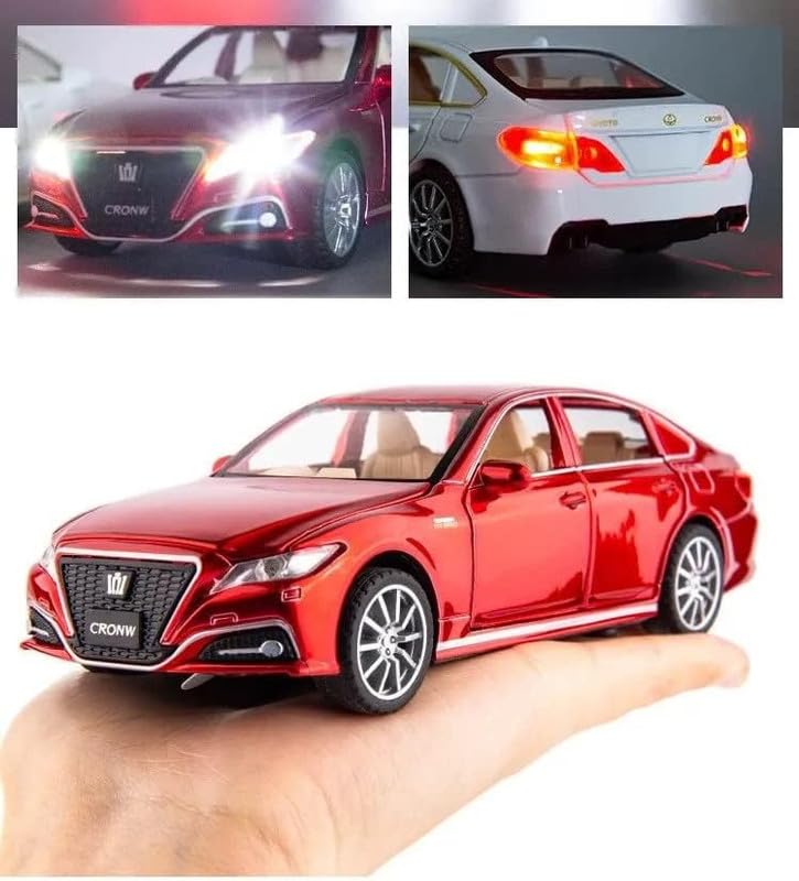Image of Play Boy 1:32 Toyata Crown Model Diecast Metal Alloy Pullback Toy Vehicle with Openable Doors Light and Music Car for Kids (Multicolor)