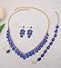 chaoyite Fashion V-Shaped Crystal Jewelry Set Bridal Wedding Choker Necklace Earrings Bracelet Ring for Women Bridesmaids Party Costume Accessories (Royal blue)