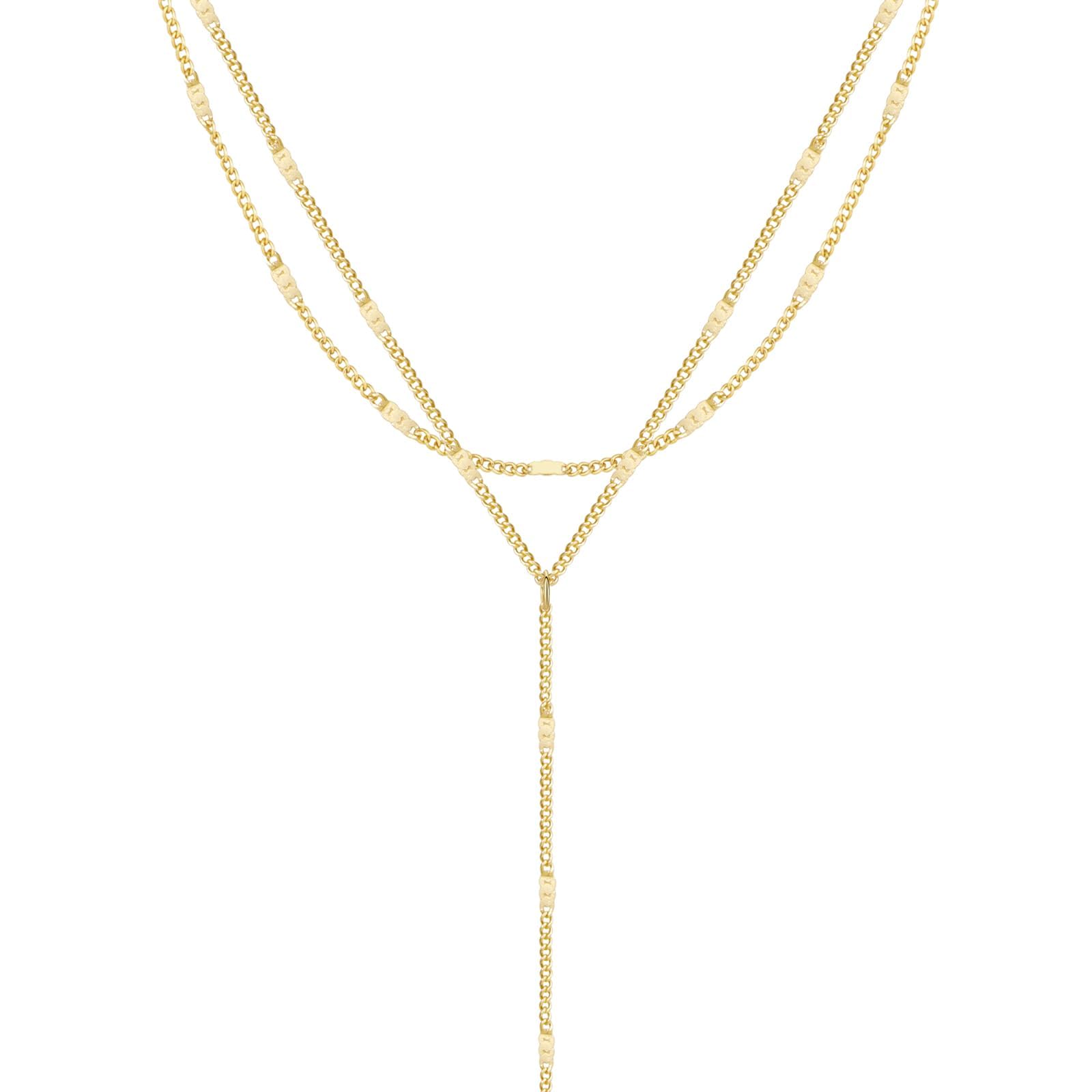 Coshilta Gold Necklace for Women, 14K Dainty Gold Long Necklace Y-Shaped Pendant Necklace Minimalist Drop Layered Necklaces Gold Jewelry For Women Gift image 2