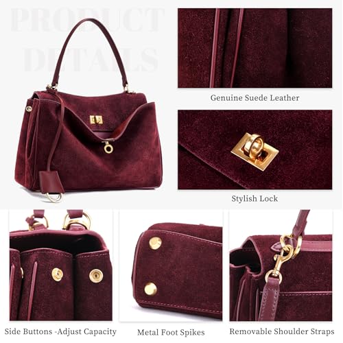 Image of hedexe Genuine Leather Tote Bag for Women: Soft Cowhide Shoulder Handbags for Ladies - Satchel Purse for Travel Work(Large)