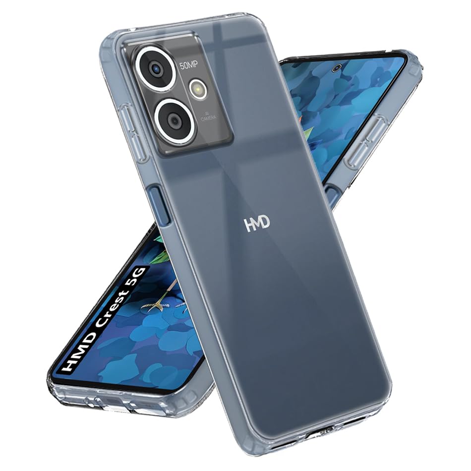 Image of Fashionury Crystal Clear Case for HMD Crest 5G | Yellowing Resistance | Transparent TPU Silicone | Raised Camera Lips | Slim Transparent Cover