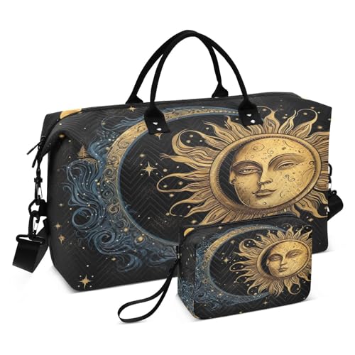 Kigai Sun and Moon Duffle Bag Versatile Travel Duffel for Men and Women, Carry On for Weekend or Overnight Stay