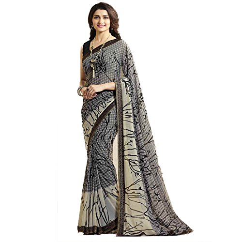Image of RAJESHWAR FASHION WITH RF Women's Georgette Printed Sarees For Women With Jacquard Work Lace Border & Blouse