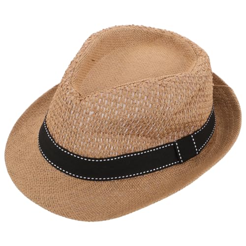 Boys Straw Hat Short Brim Beach Hat for Summer Outdoor Travel Breathable Sun Protection Stylish Solid Color Design