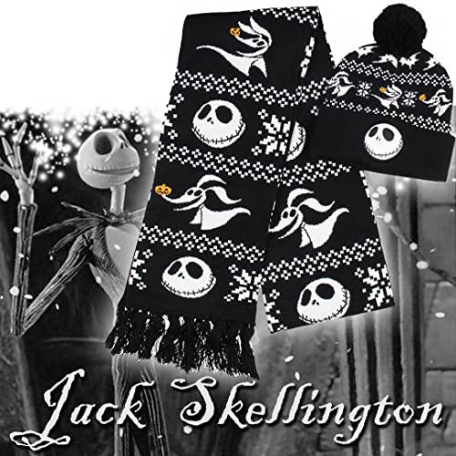 Disney The Nightmare Before Christmas Jack Skellington and Zero Beanie Scarf Set Black4
