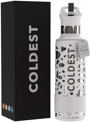 Miniatura 185 de Coldest - Botella de agua deportiva con tapa con popote y asa, a prueba de fugas, de acero inoxidable con aislamiento al vacío de doble pared,