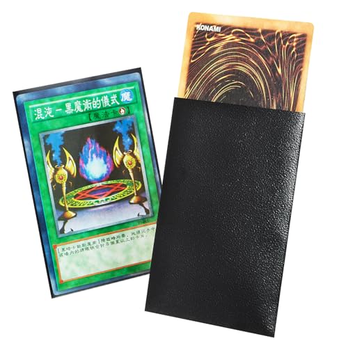 Image of 200 Counts Yugi-oh Card Sleeve, FOTEEMO Card Sleeves for Trading Cards Japanese Small Card Sleeves Card Protector Sleeves Back Textured Perfect Shuffling Sleeve (Black /62 * 89mm)