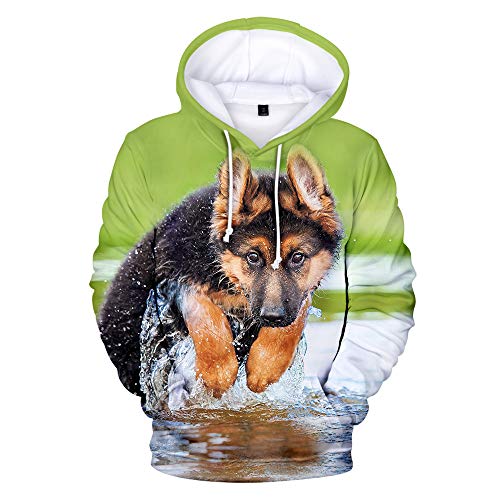 Mempire Mens 3D Printed German Shepherd Hoodie Classic Pullover Lightweight Long-Sleeve Hooded Sweatshirt Unisex Hoodie (H,M)