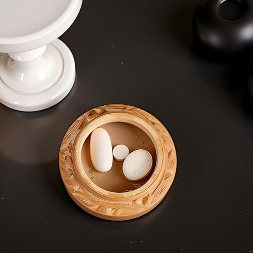 Miniatura 7 de Pequeño juego de 2 pastilleros de madera Mini cajas de recuerdo hechas a mano para joyas, especias, pastillas, artículos esenciales de viaje,