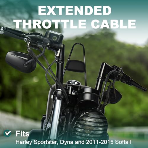 MoKitDora 43.29" Black Vinyl Coated Throttle Idle Cables for 2014-2022 Harley XL Sportster Models 14" Bars 1996-2017 Dyna 2011-2015 Softail FXST FXSTC FXSTD 16" Handlebar by MoKitDora - Used condition - Image 2