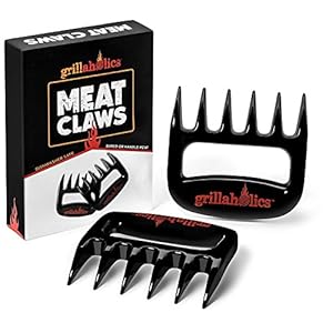 Grillaholics BBQ Meat Shredder Claws – Wolverine Style Ultra-Sharp Blades Quickly Lift Handle & Shred Meats – Best Dishwasher Safe Bear Claw Pulled Pork Meat Shredders in BBQ Grill Accessories (Black)