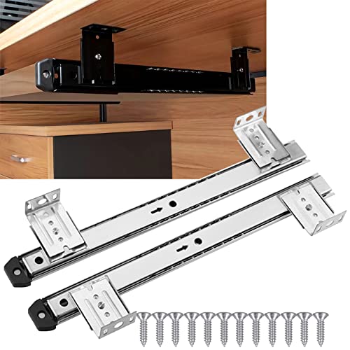 引き出しスライドレール テーブル キーボード レール 2段 冷間圧延鋼材 引き出し スライド金具 350 mm 取付金具、ネジ付き 高さ調節可能 引き出しスライド スライド金具 キャビネット、PCデスク用のサムネイル