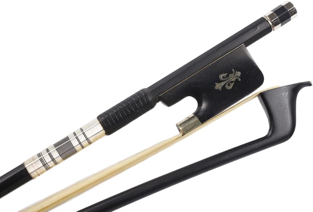 Carbon Fiber Cello bow 4/4 Ebony Frog Natural bow hair Well Balanced Lightweight Strong (Fleur de lis Inlay)