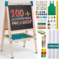 Blue Squid Art Easel for Kids, Easels for Toddlers | Adjustable Art Easel with Paper Roll, Magnetic Kid Chalkboard Easel Double Sided, Toddler White Board Toddler Easel for Kids 100+ Accessories