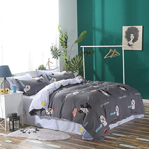 Vefadisa Dog Animal Pattern Duvet Cover Set Twin Size Dog Foodie Cartoon Printed Kids Bedding Cover Set Zipper Closure Soft For Kids Teens Bedroom Decor 1 Duvet Cover 2 Pillowcase (No Comforter) #TOP5