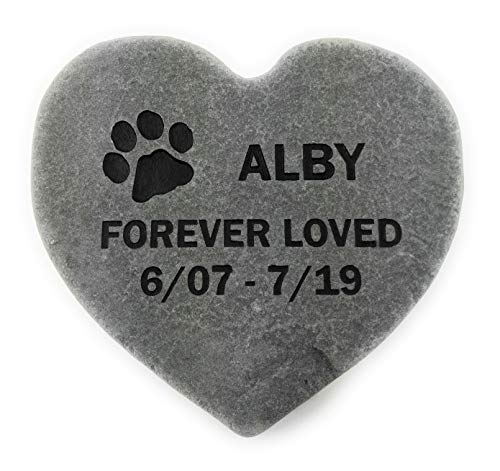 Graphicrocks Pet Memorial Headstone Grave Marker Gray Natural Stone Heart 8" For Your Dog Or Cat Personalized #TOP4
