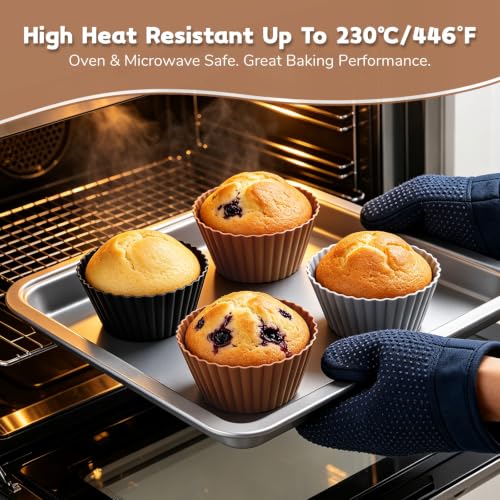 Miniatura 5 de Super Kichen 9,2cm Grande Molde De Silicona Para Reposteria, Reutilizables Moldes Magdalenas, Antiadherente Freidora De Aire Bandejas Horno Para Muffins, Cupcake, Forro Freidora De Aire- Pack De 12