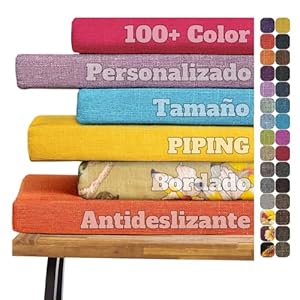 frides Cojines para Bancos Tamaño Personalizado, Comodísmo y Desenfundable Lavable Antideslizante Cojín, para Interiores Y Exteriores Silla De Banco JardíN Comedor Cocina (3CM)